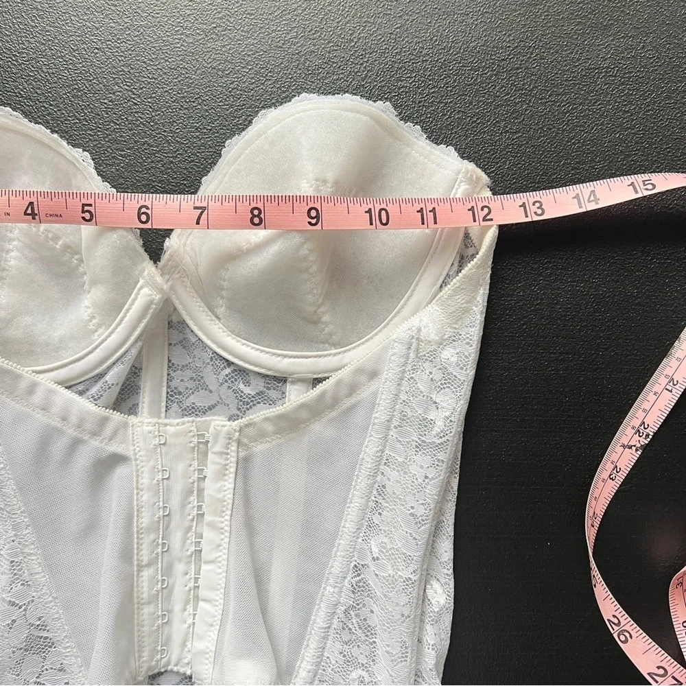 Carnival White Lace Bustier Corset Longline Underwire Sexy Top Size 34C - Picture 9 of 11